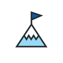 Mountain with a flag on top illustration