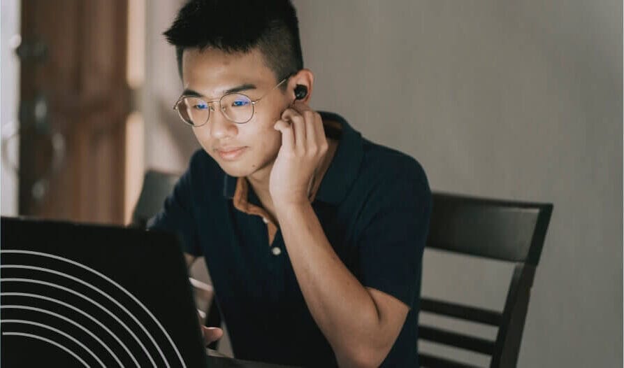 Student with a laptop photo