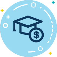 Illustration of a graduation hat with the dollar symbol