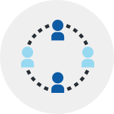 Illustration of a circle made by light blue people