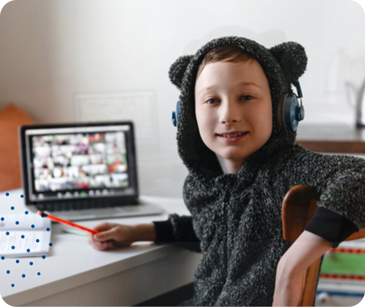 Student attending to an online class