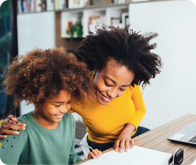 Mother and her child reading