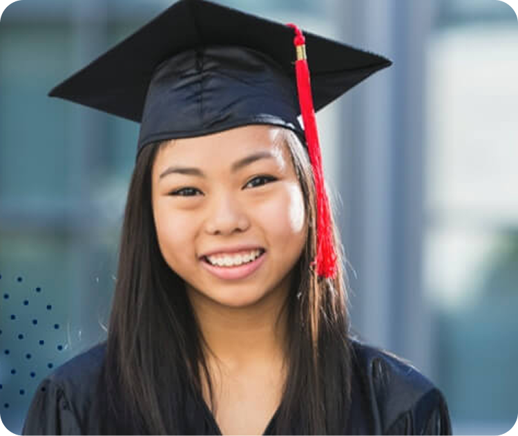 Student wearing a graduation hat